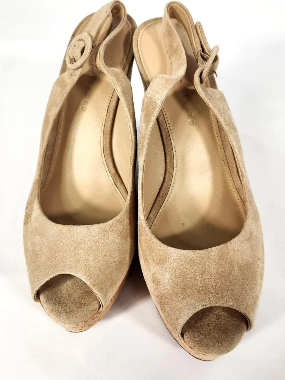 NWD Veronica Beard Dali Suede Peep-Toe Wedges